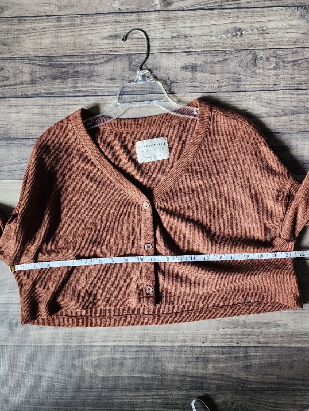 Aeropostale Brown Crop Button Up Cardigan - Picture 6 of 7